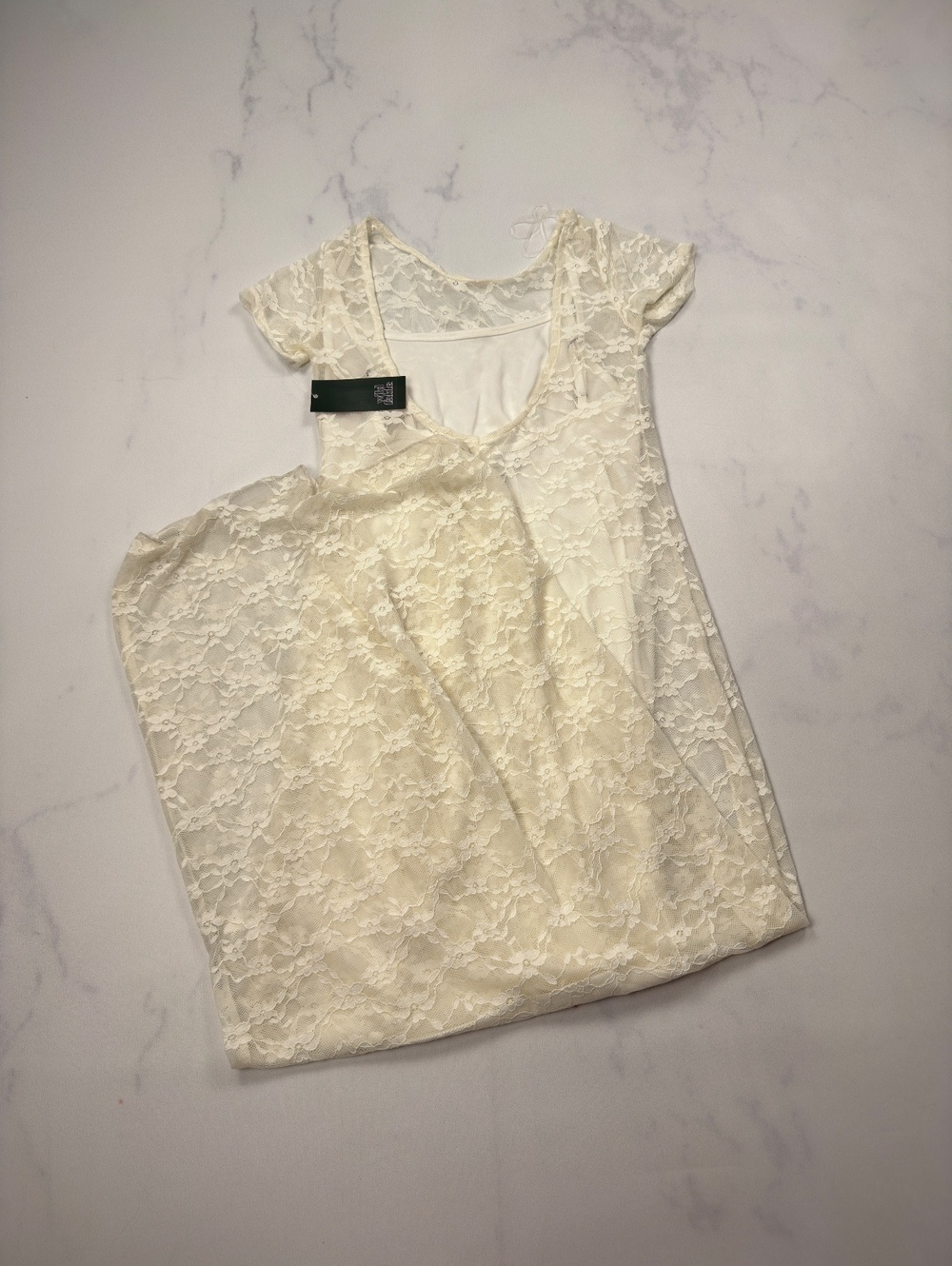 Wild Fable Lace Overlay Dress Cream Vintage Aesthetic Scoop Neck - Womens XS NWT